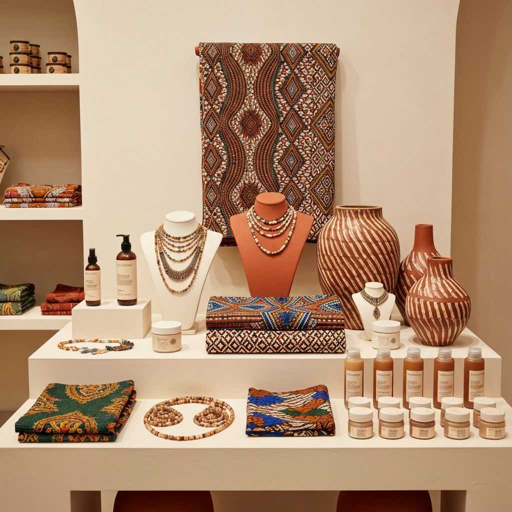 Beautifully arranged African fashion and homeware products